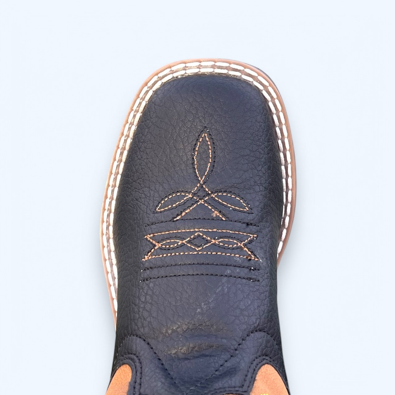 OLD WEST BOYS BLACK SQUARE TOE TAN TOP VB9192