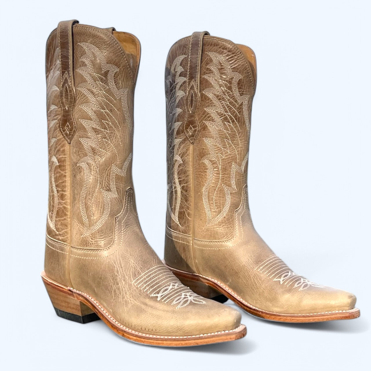 OLD WEST WOMENS TAN LEATHER SNIP TOE LF1642