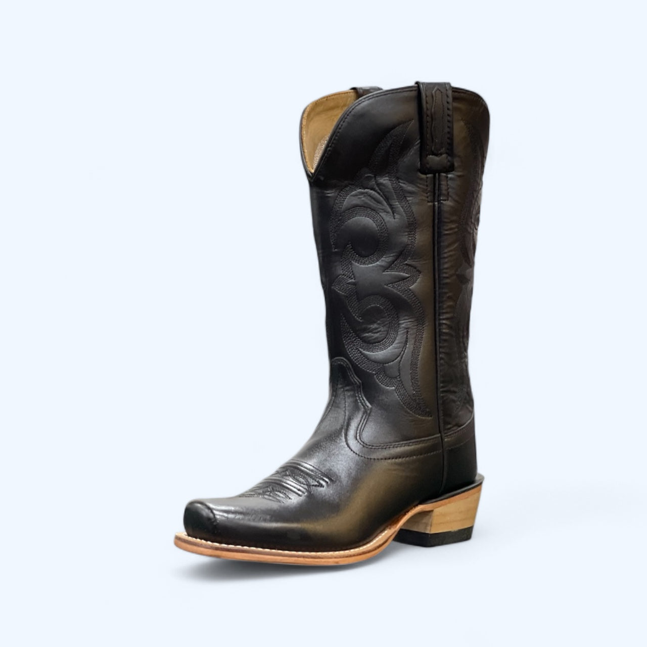 OLD WEST WOMENS BLACK/TAN SQUARE TOE 18136