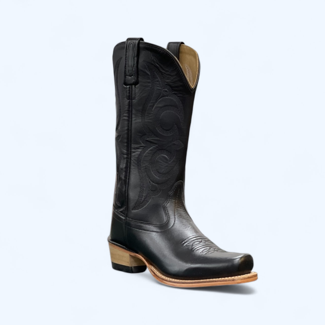 OLD WEST WOMENS BLACK/TAN SQUARE TOE 18136