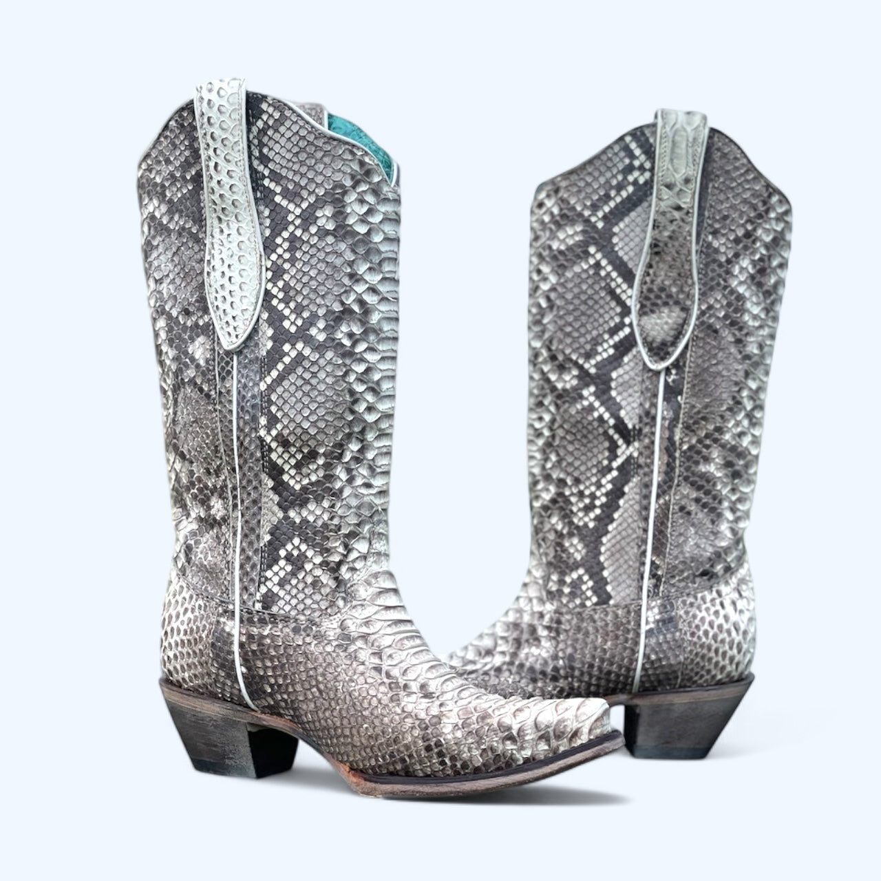 Women's Corral White Genuine Python Snip Toe Boot