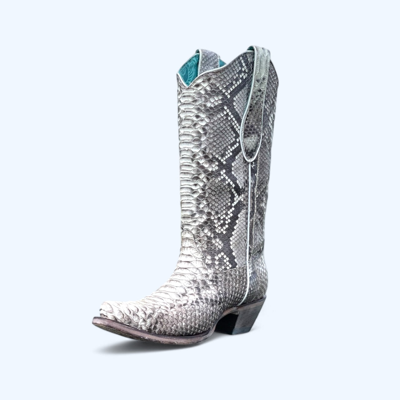 Women's Corral White Genuine Python Snip Toe Boot