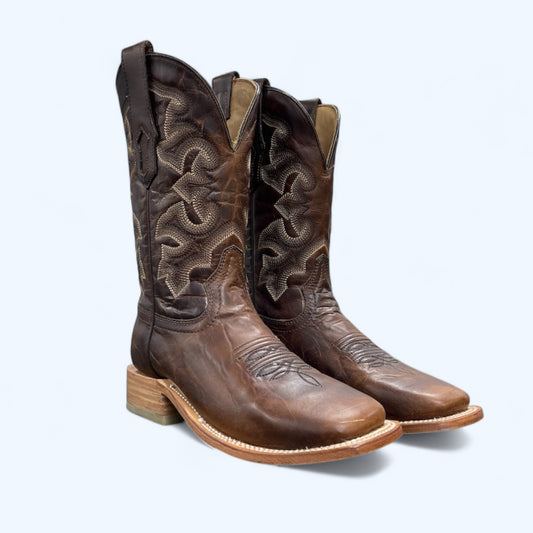 Men's Corral Moka Embroidery Square Toe Leather Boot