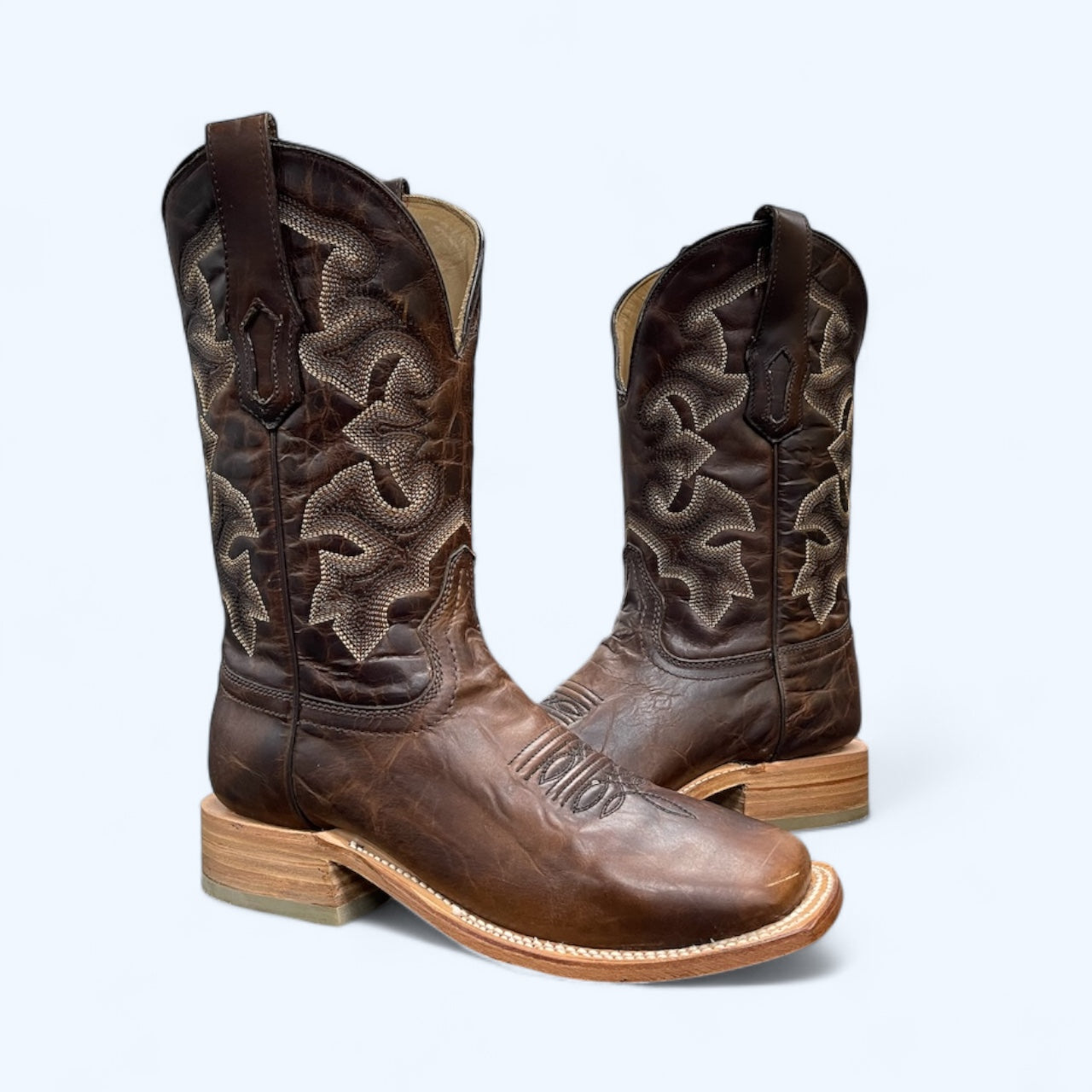 Men's Corral Moka Embroidery Square Toe Leather Boot