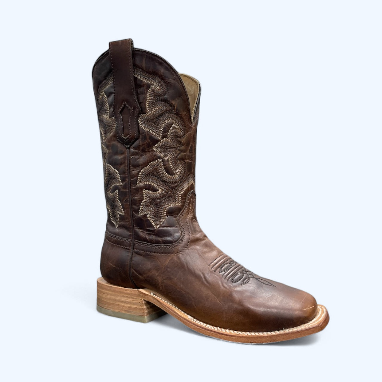 Men's Corral Moka Embroidery Square Toe Leather Boot