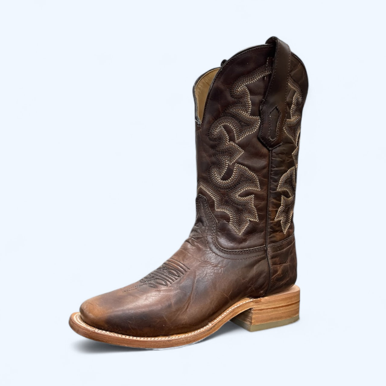 Men's Corral Moka Embroidery Square Toe Leather Boot