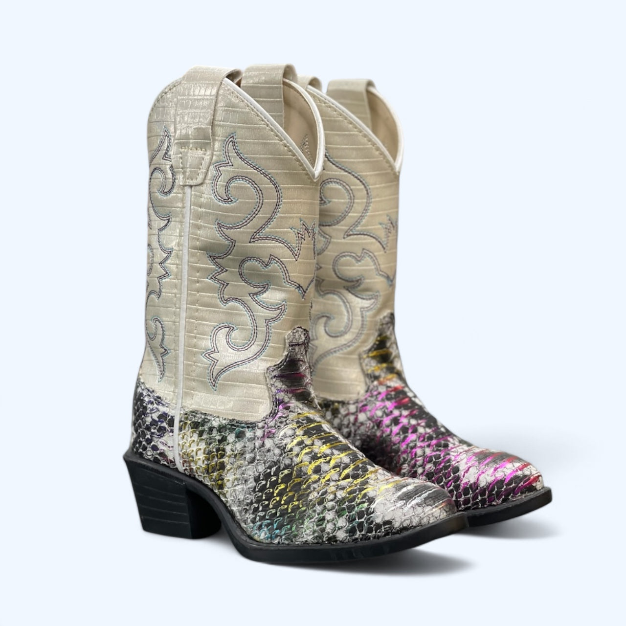 Old West Rainbow Python Girls Round Toe VJ9133