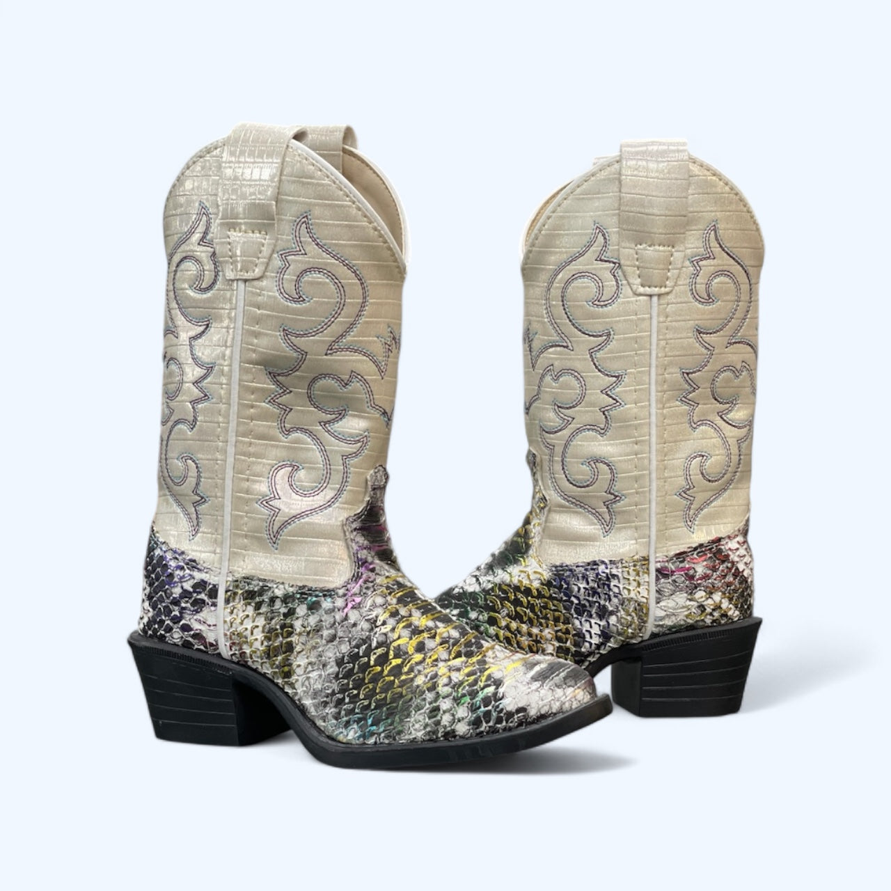 Old West Rainbow Python Girls Round Toe VJ9133