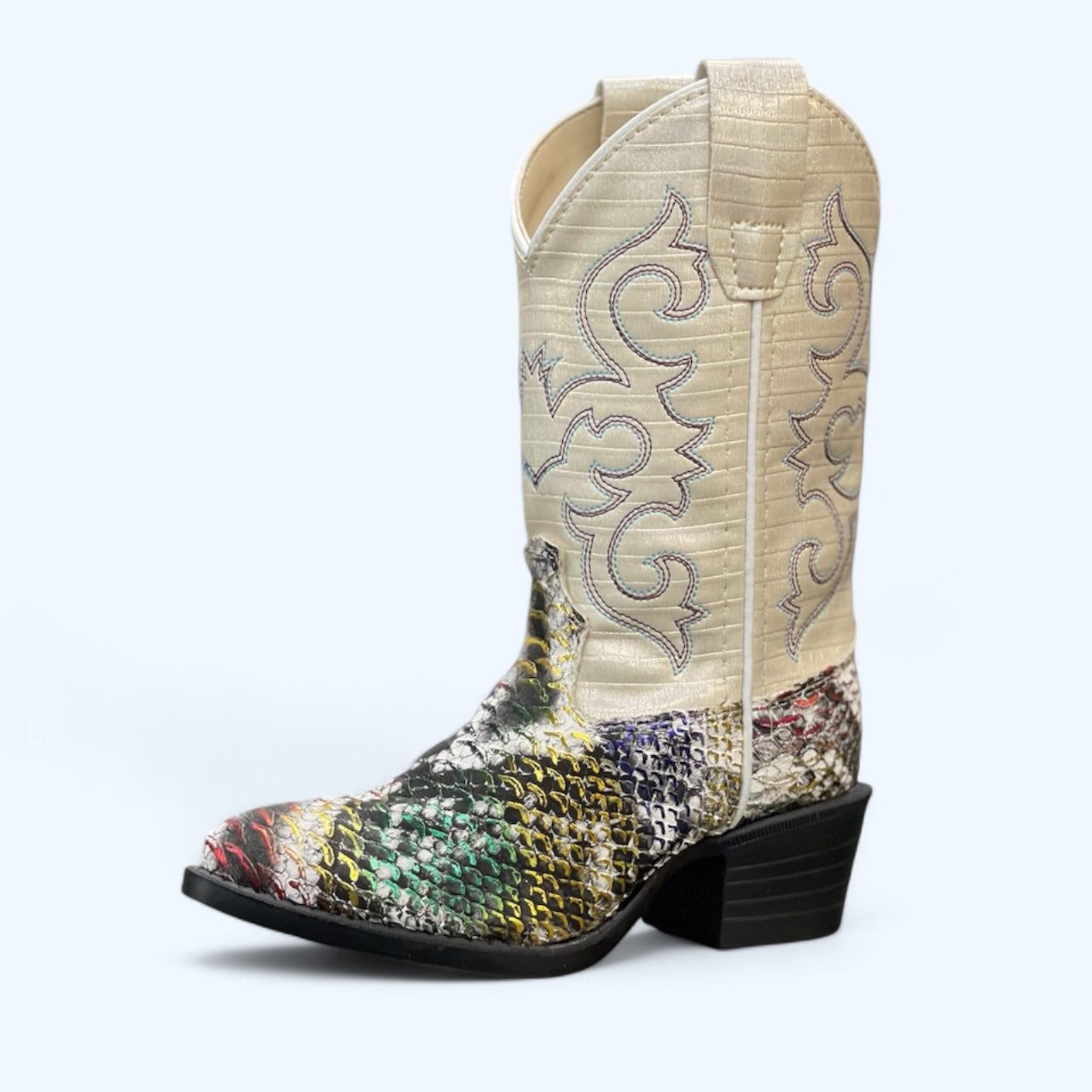 Old West Rainbow Python Girls Round Toe VJ9133