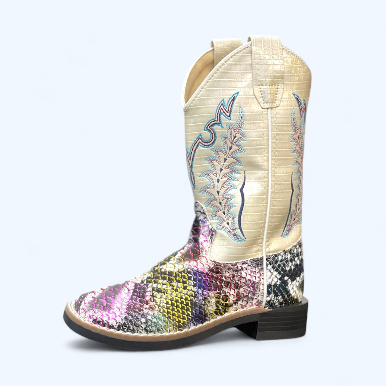 Old West Girls Rainbow Python Square Toe Boot VB9177