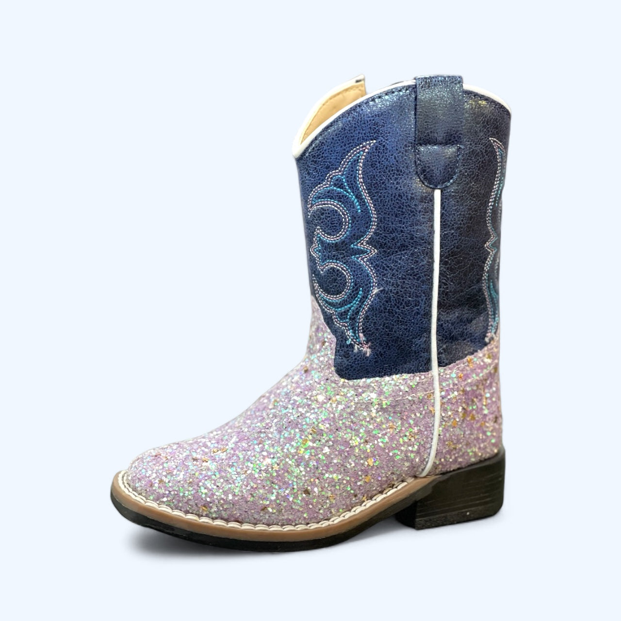 Old West Toddler Navy Blue with Light Purple Sparkle Boot VB1083