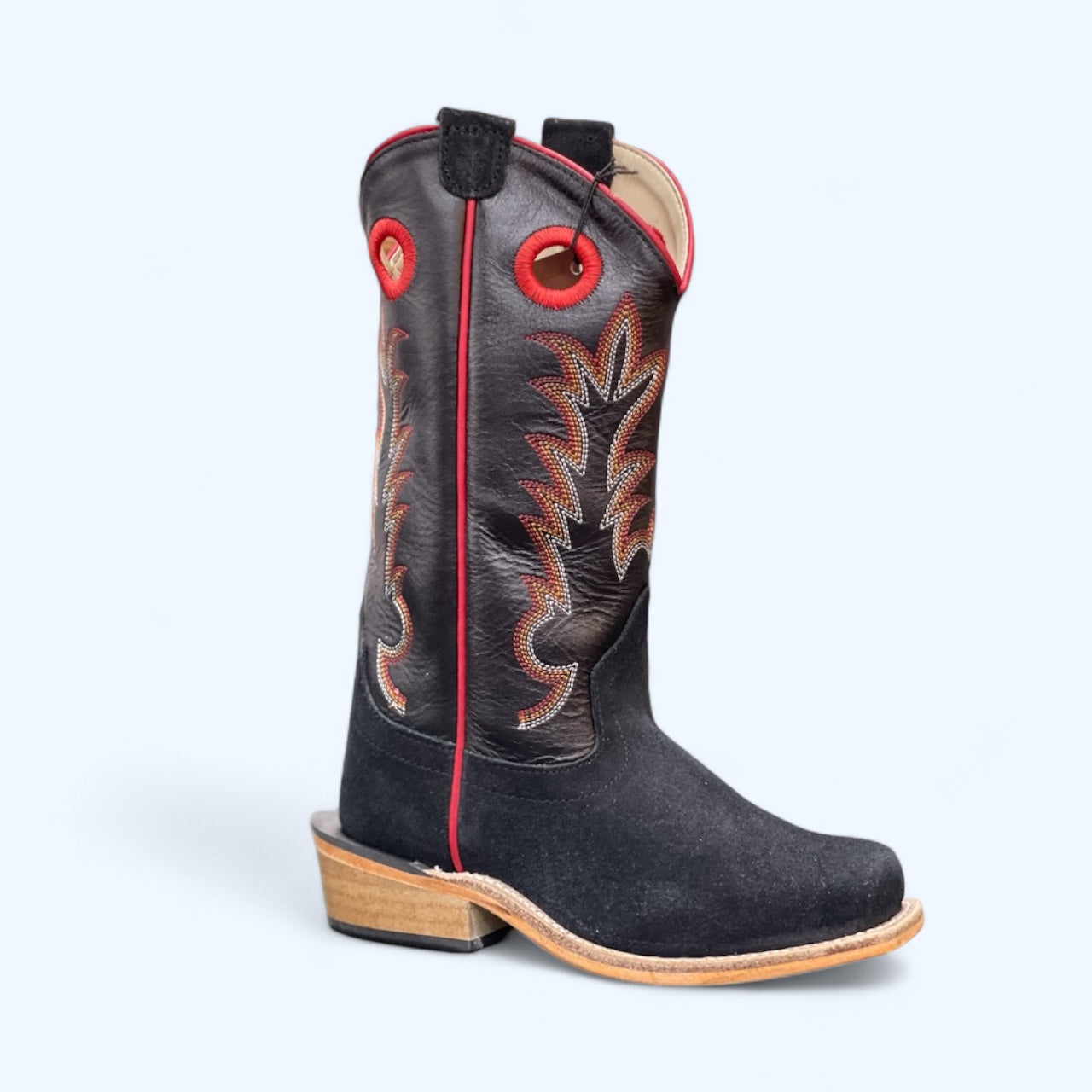 Old West Boys Black and Red Rough Out 8203