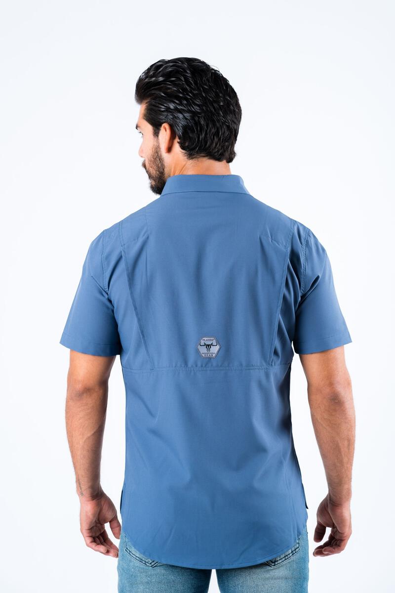 Platini Mens Blue Performance Short Sleeve Shirt PGS8787