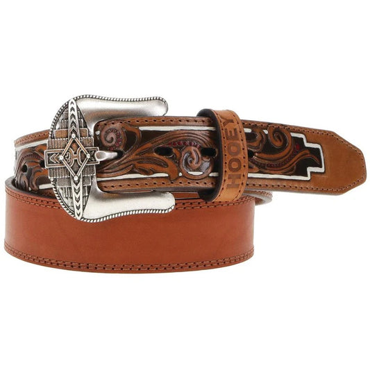 Hooey Maverick Tan/Red Hand Tooled Belt HMBLT026