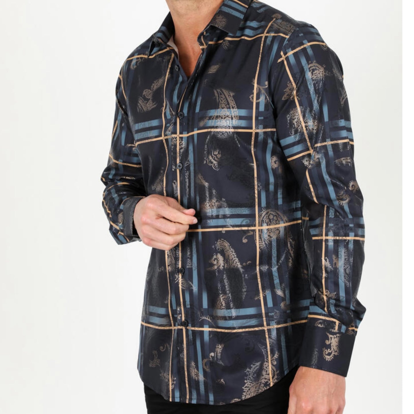 Platini Men’s Black/Tan Long Sleeve Shirt FPL9624